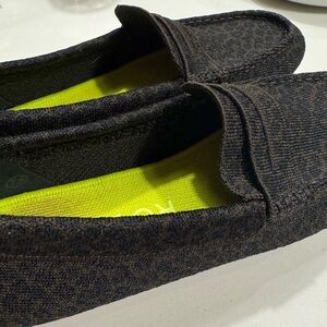 Rothy's Black Speckled Loafers with Neon Yellow Insole